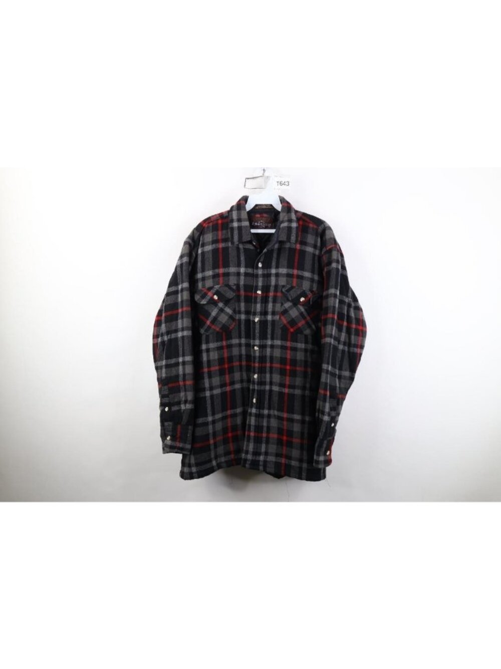 Vintage 80s 90s Streetwear Mens Large Wool Blend Quilted Button Shirt Jacket Jac